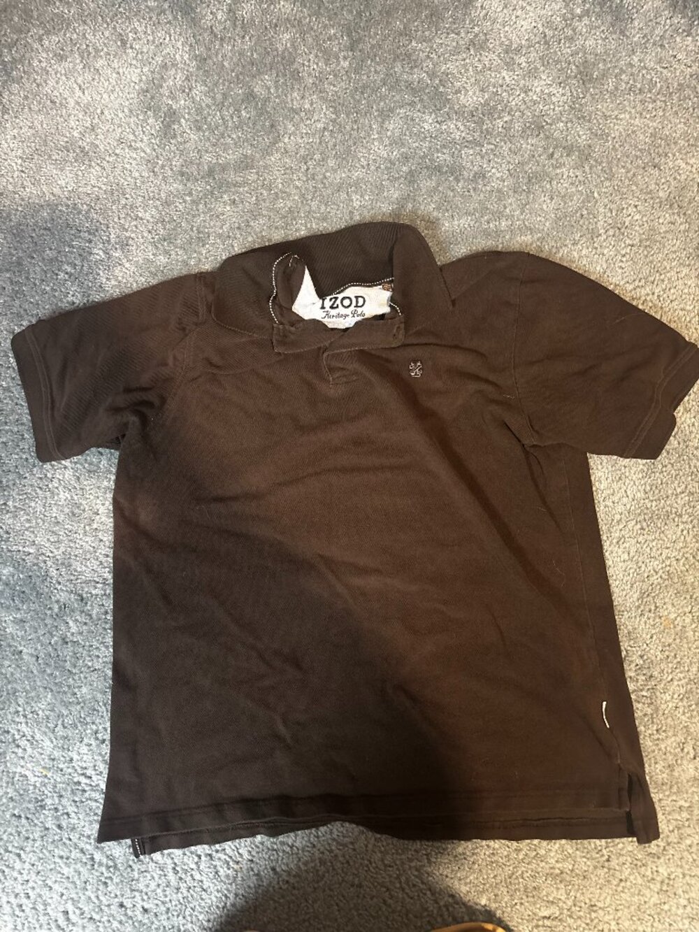 IZOD Heritage Polo Mens Medium Black Pique Short Sleeve Golf Shirt Embroidered